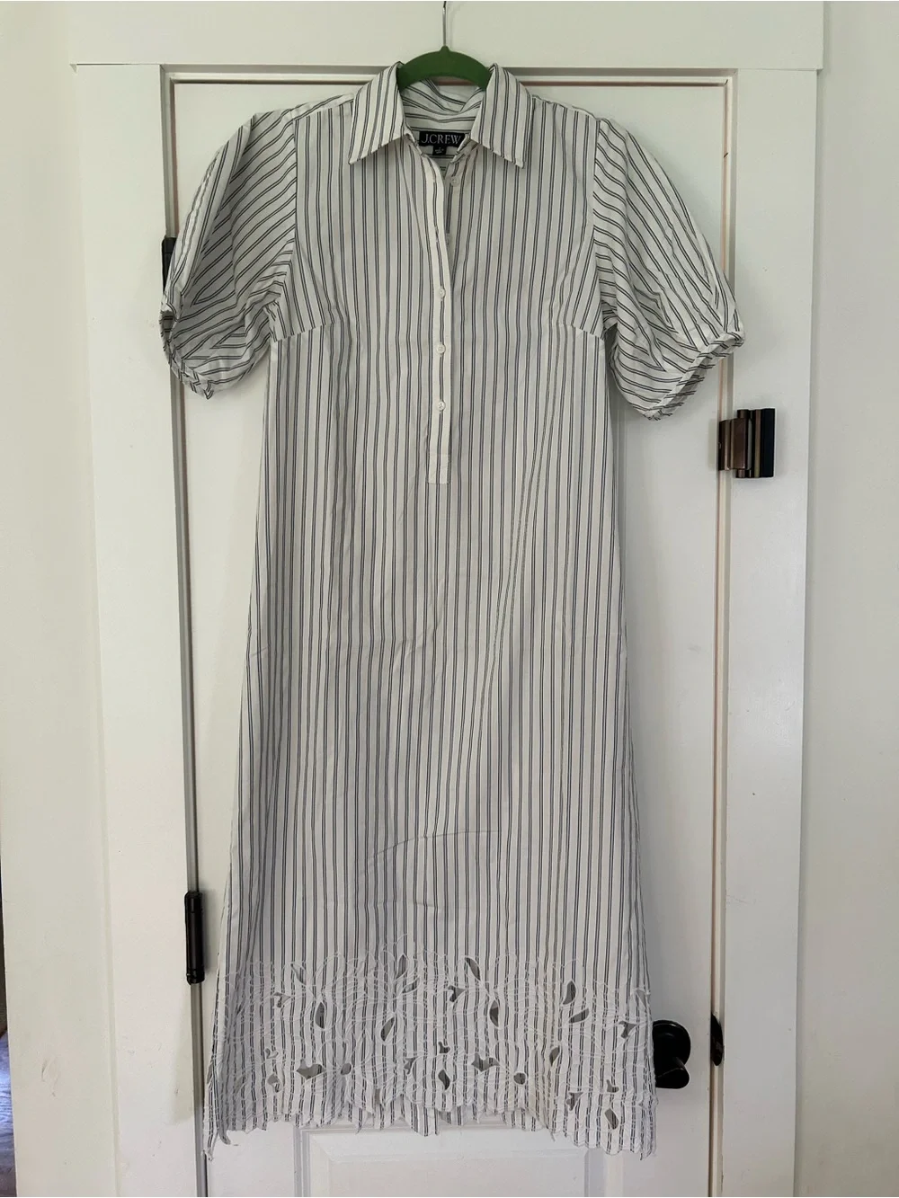 NWT J.Crew Embroidered Shirt-Dress in Striped Cotton Poplin – Size 2